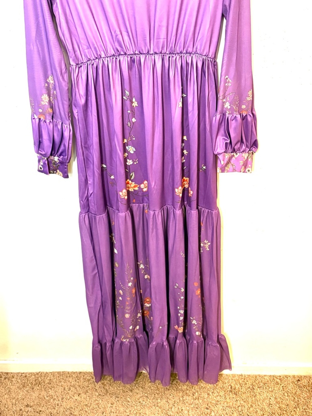 🆕Purple Boho Floral Patterned Maxi Dress - Women. Size L. NWT. - Picture 12 of 13